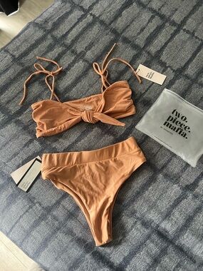 Two Piece Mafia Women's Rust Tie-Front Bikini Set